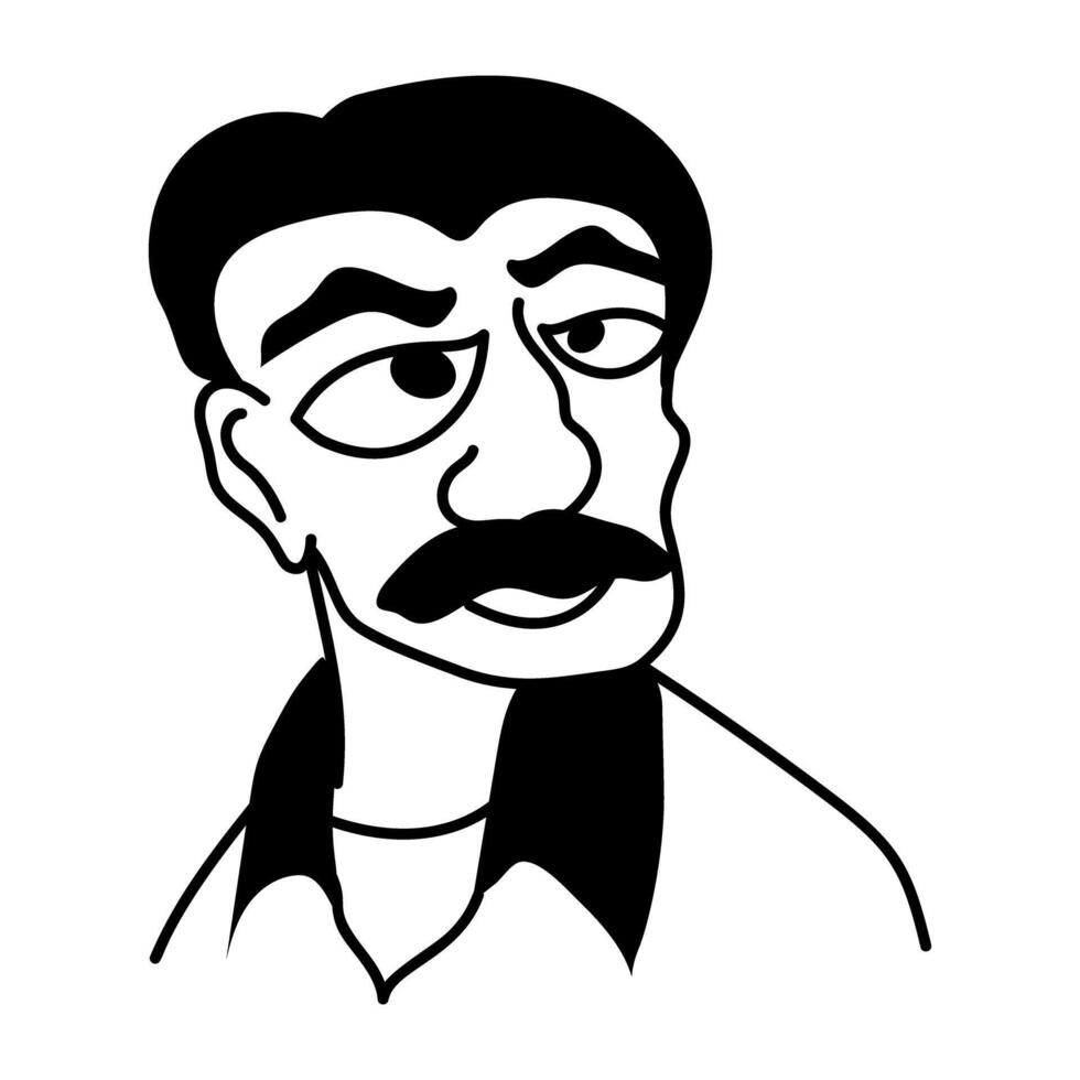 Doodle character icon of ugly man vector