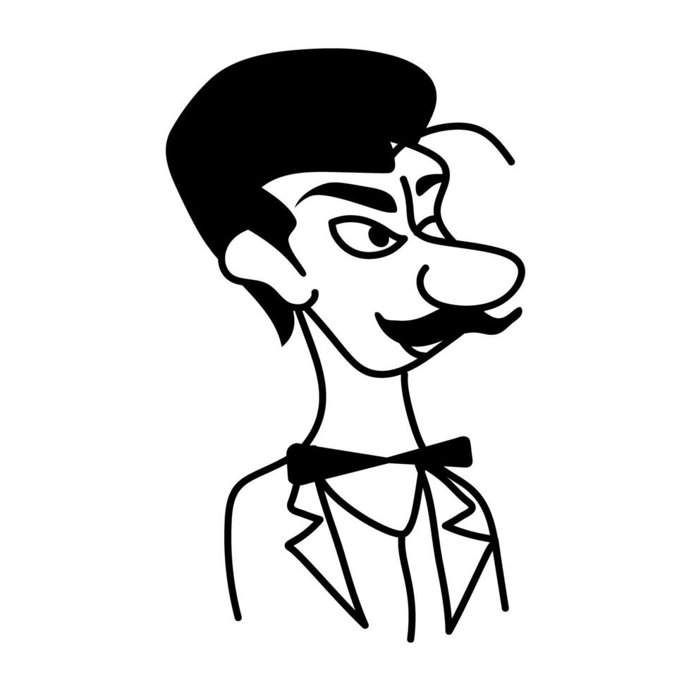 Doodle character icon of ugly man vector