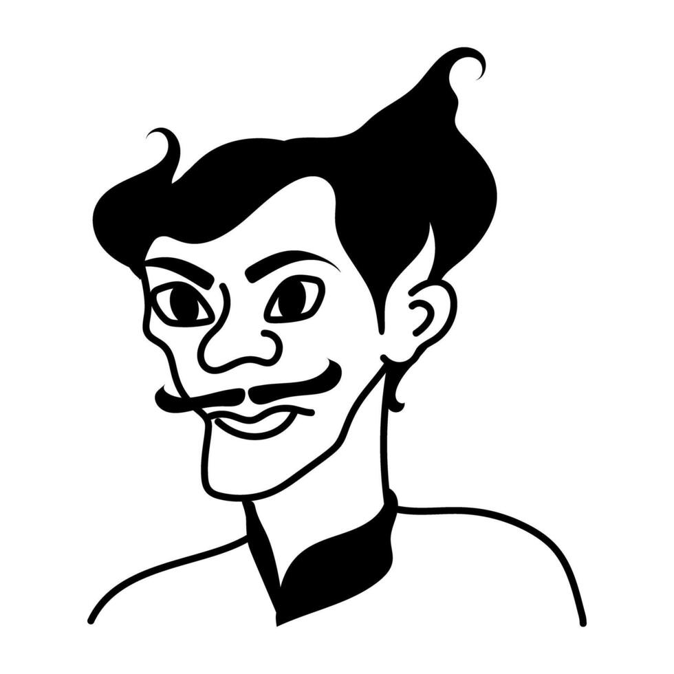 Ugly cartoon character of half bald man vector