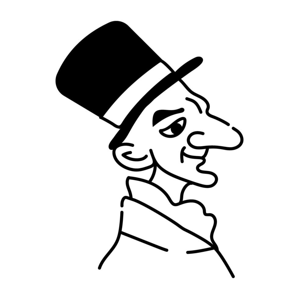 Ugly cartoon character of half bald man vector