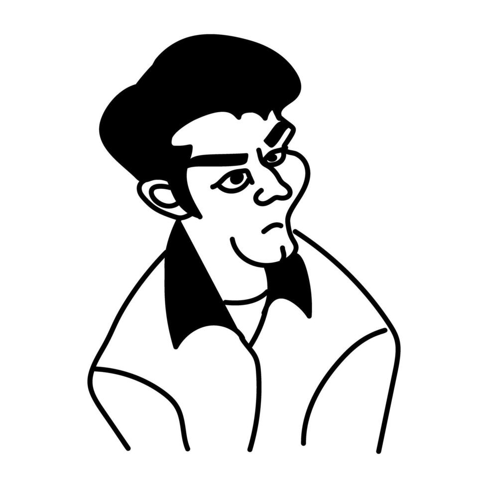 Ugly cartoon character of half bald man vector