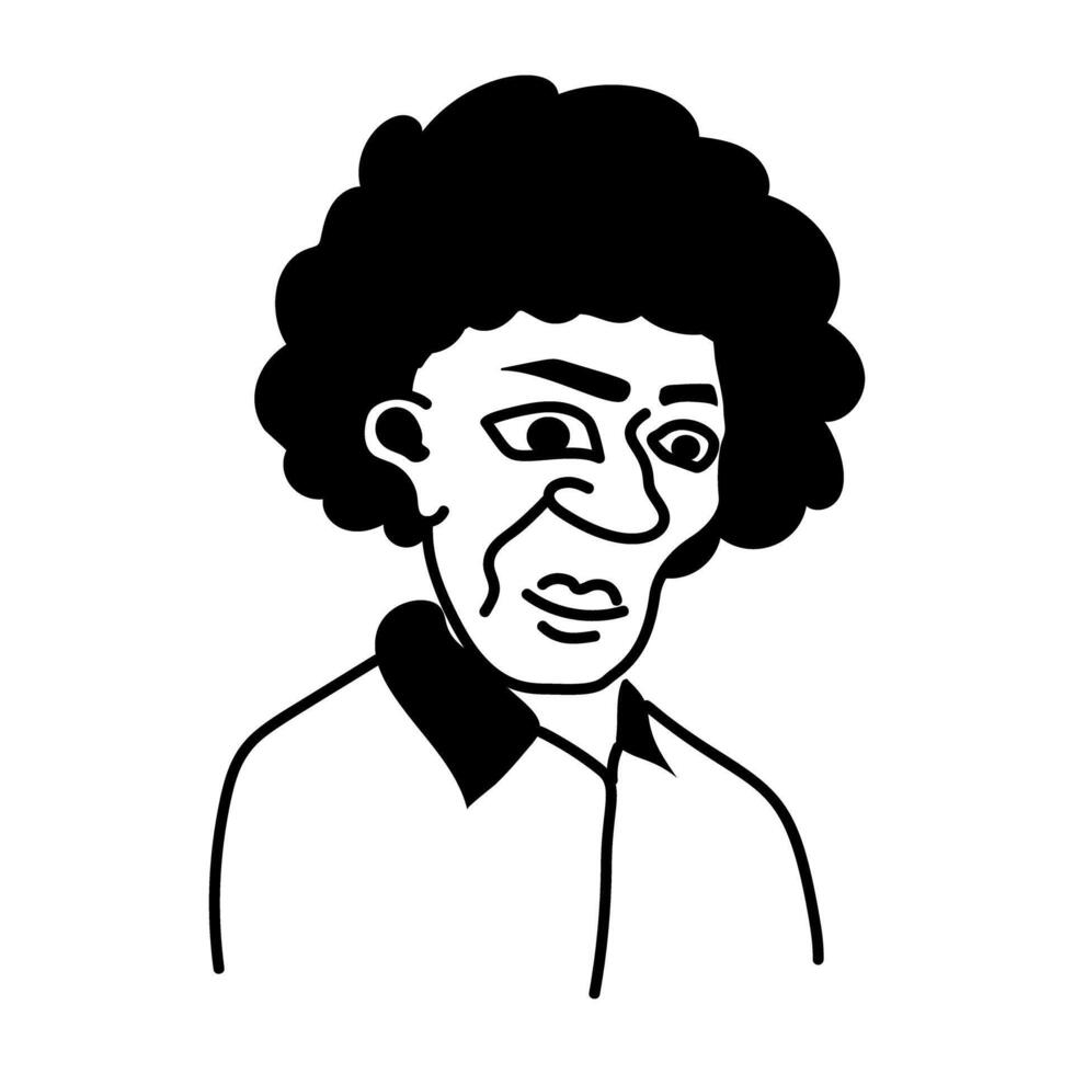 Ugly cartoon character of half bald man vector
