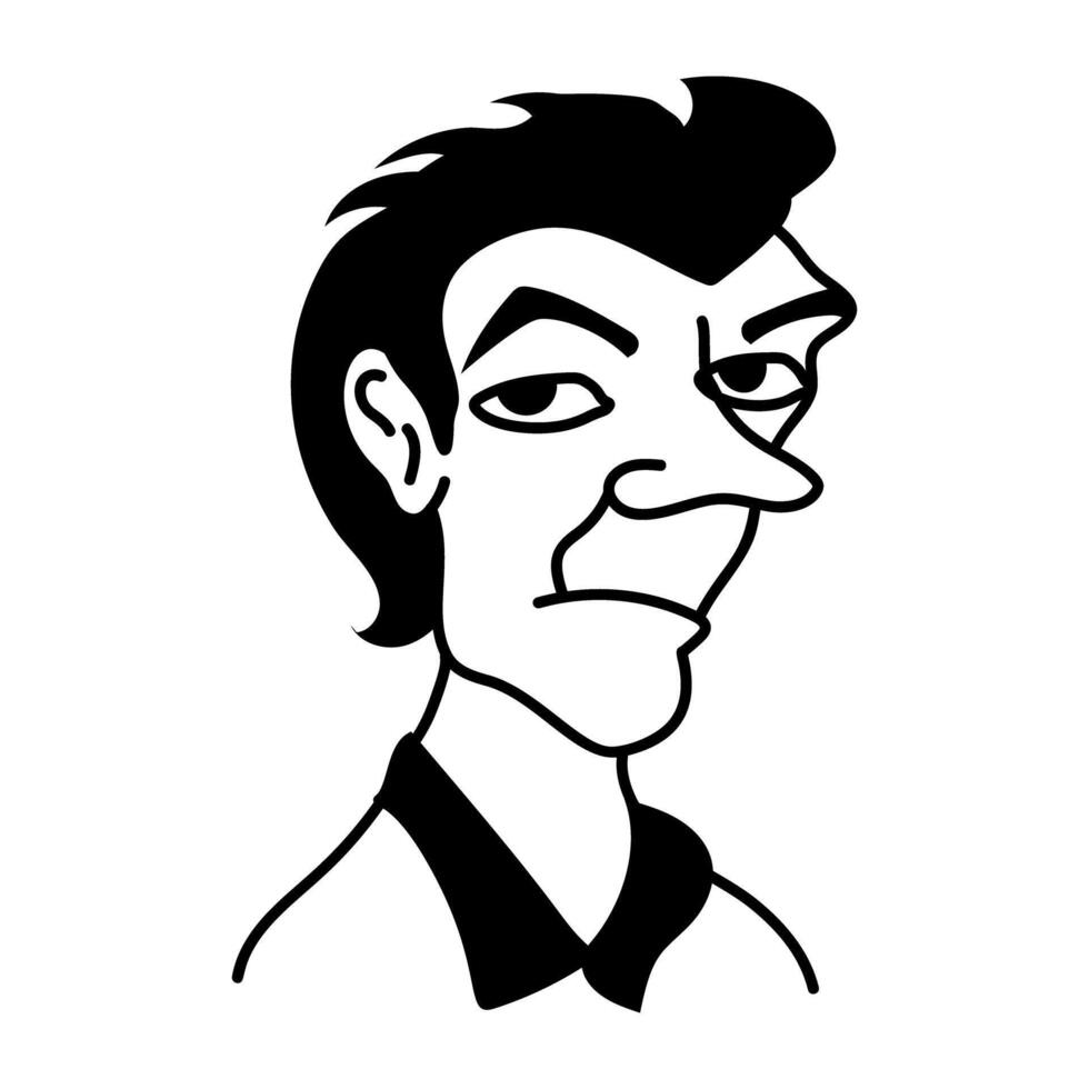 Ugly cartoon character of half bald man vector