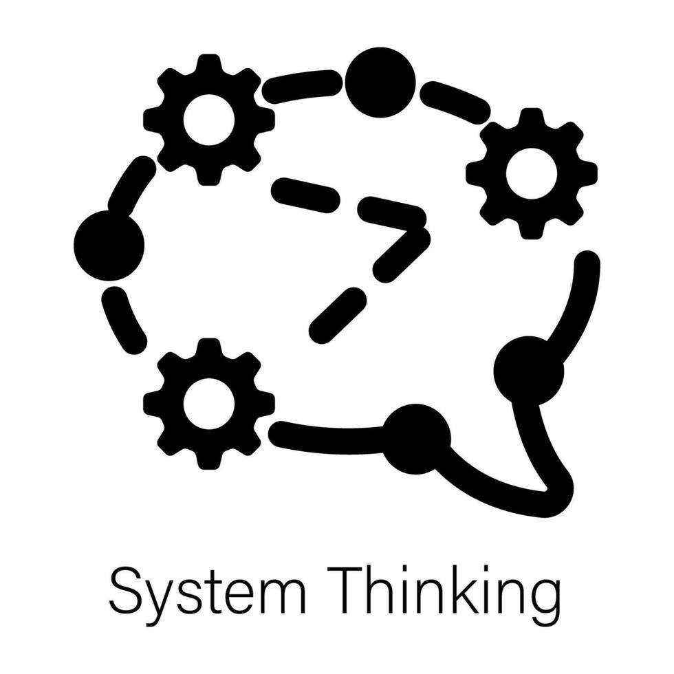 Easy to edit solid icon of system thinking vector
