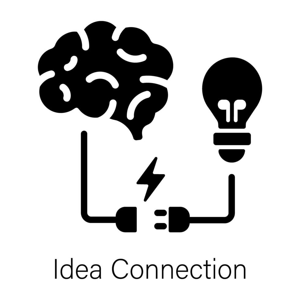 Download solid icon of idea connection vector
