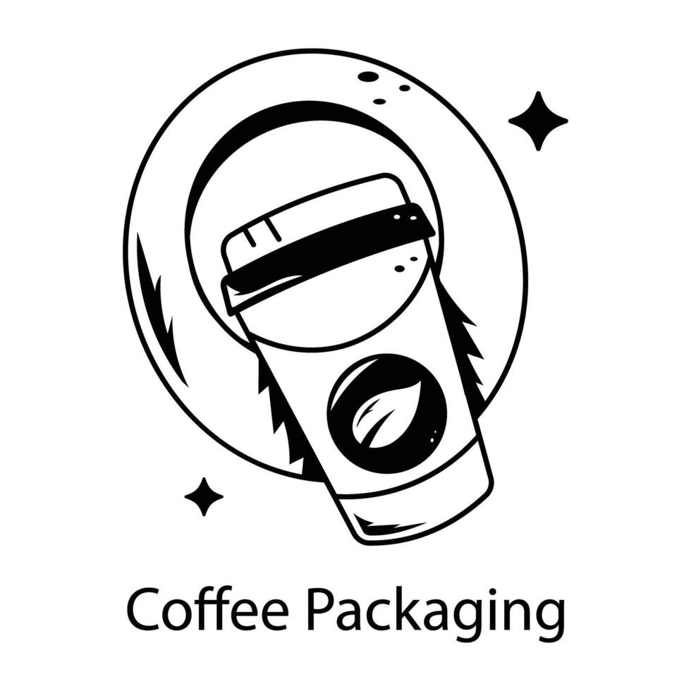 Doodle icon of sustainable coffee packaging vector