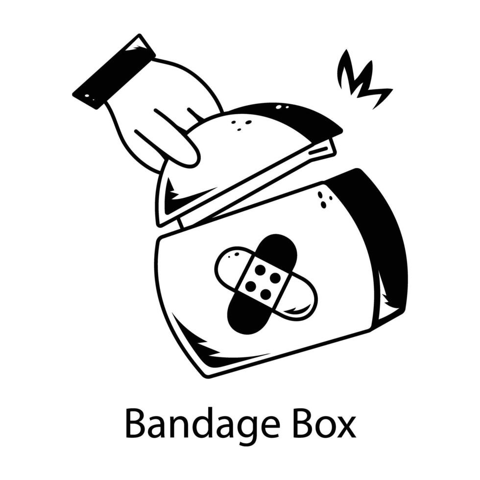 A drawing style icon of bandage box vector