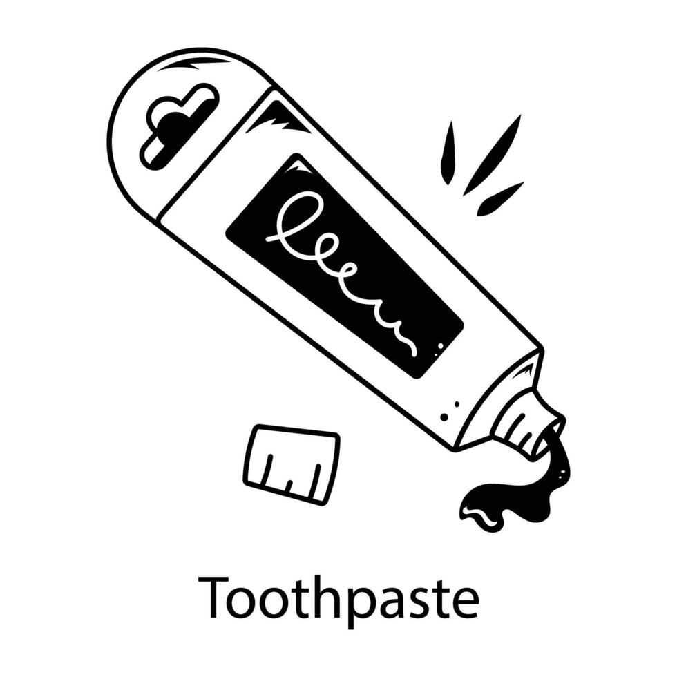 Doodle style con of toothpaste tube vector
