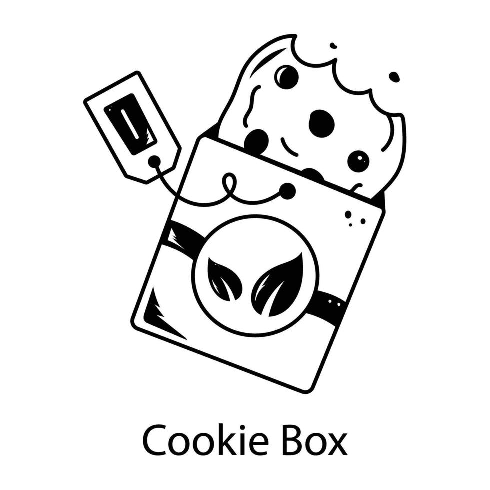 An icon of cookie box in doodle style vector