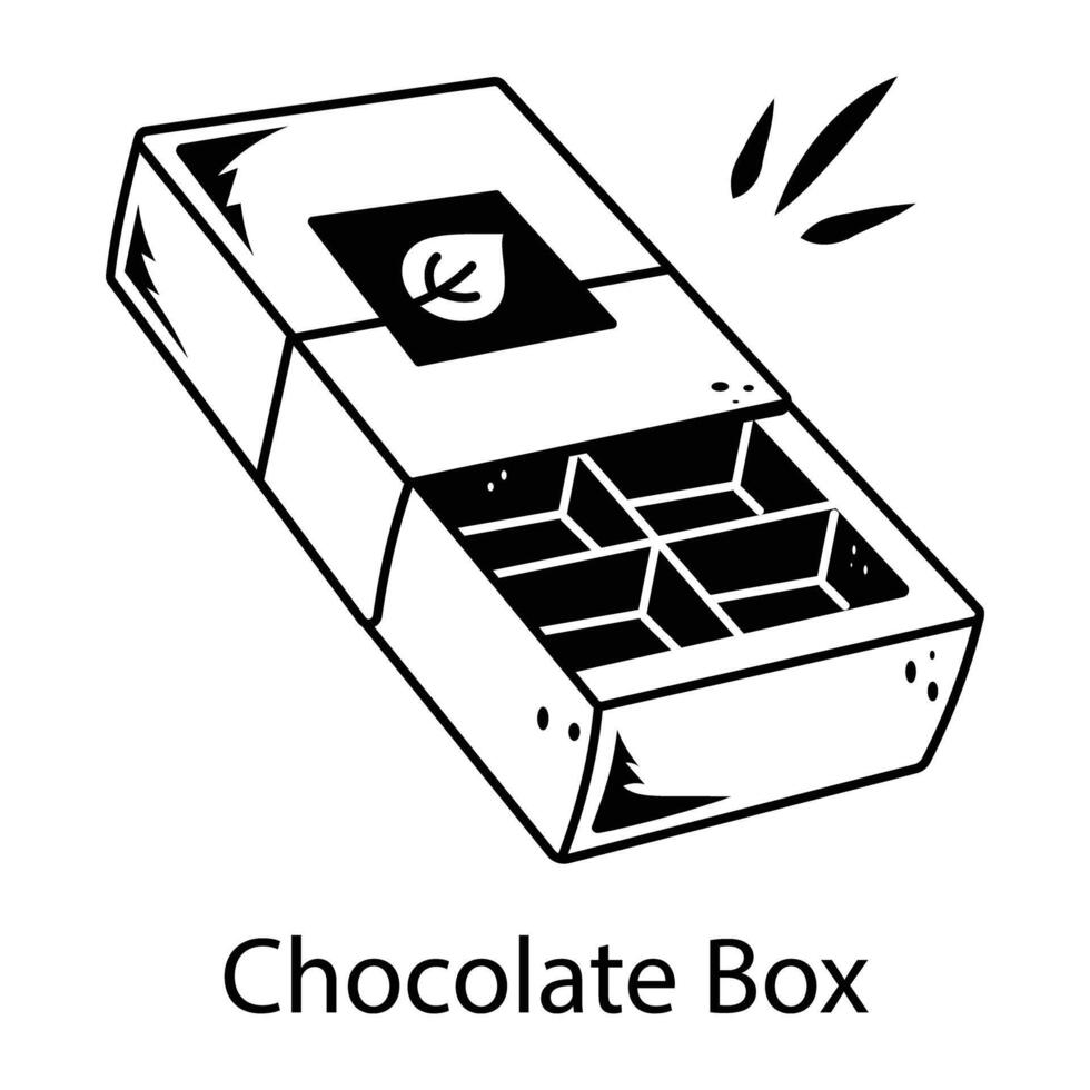 Doodle icon of disposable chocolate box packaging vector