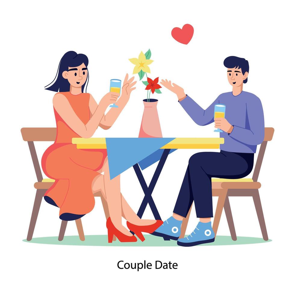 Ready to use flat illustration of couple date vector