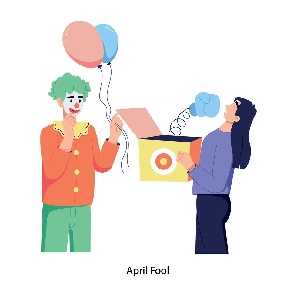 Check this flat illustration of april fool prank vector