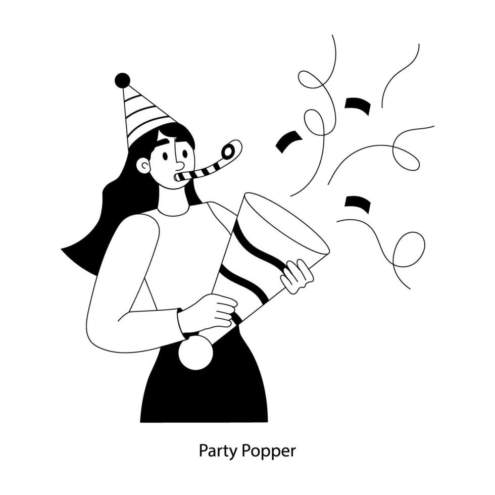Latest flat illustration of party popper celebration vector