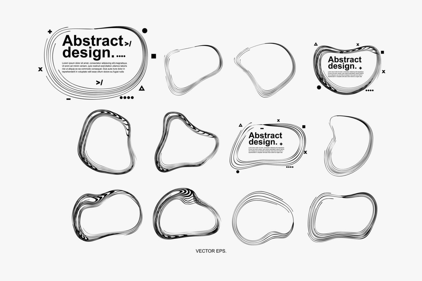 abstract design elements set, including a black, white oval shape, bacteria, virus and germ vector