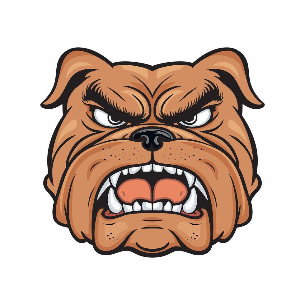 Angry Bulldog Face Illustration, Fierce Bulldog Mascot on a white background vector