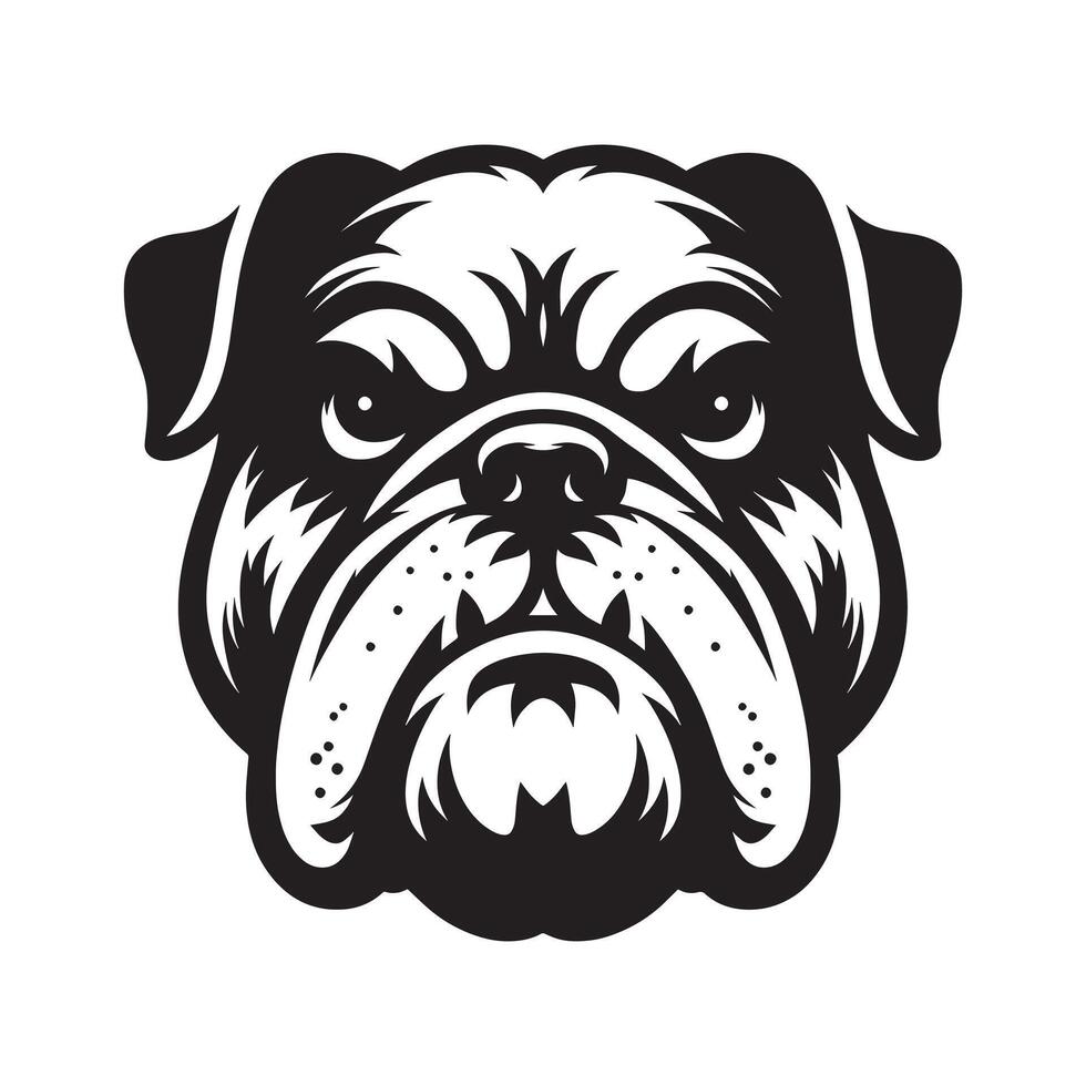 Angry Bulldog Face Silhouette on White Background vector