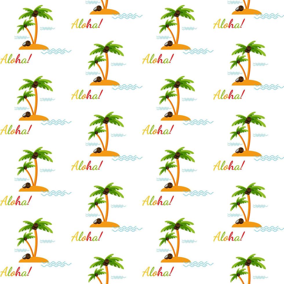 Exotic tropical seamless palm tree and coconut pattern. Aloha party, Hawaii concept. Can be used in textile and wallpaper, wrapping-paper design. vector