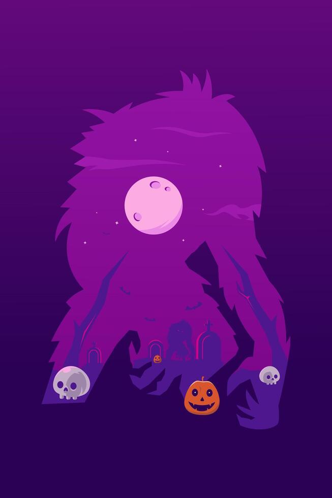 Monster Halloween Background Illustration vector