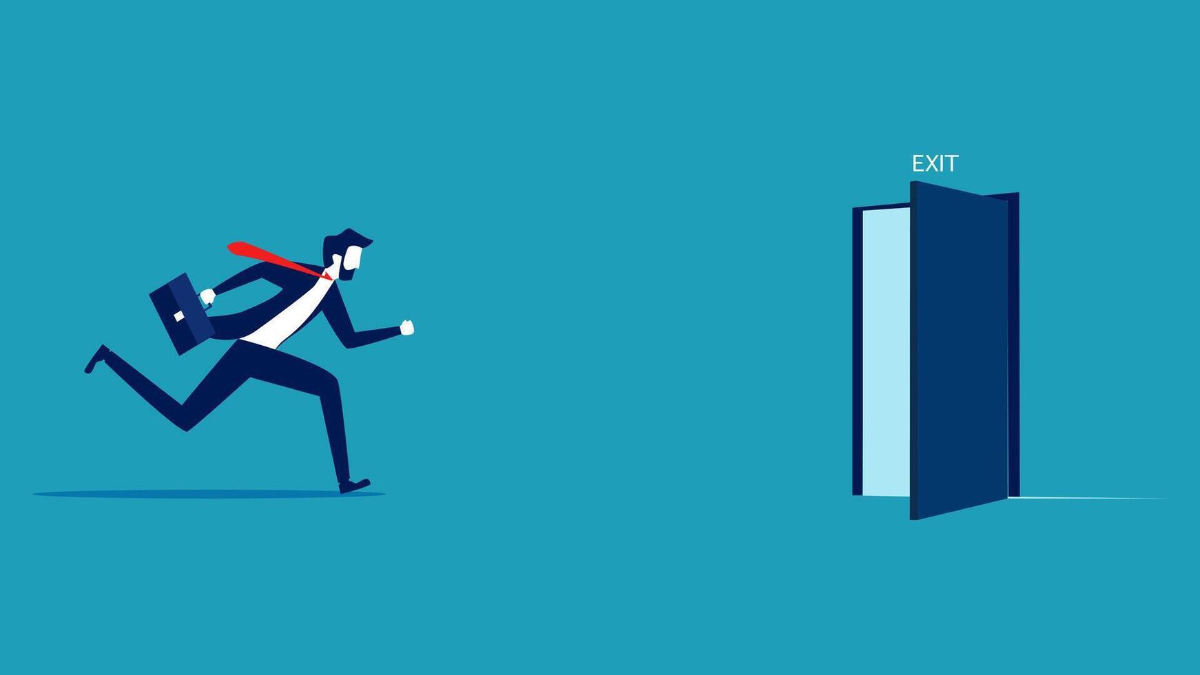 business people running to the open door vector