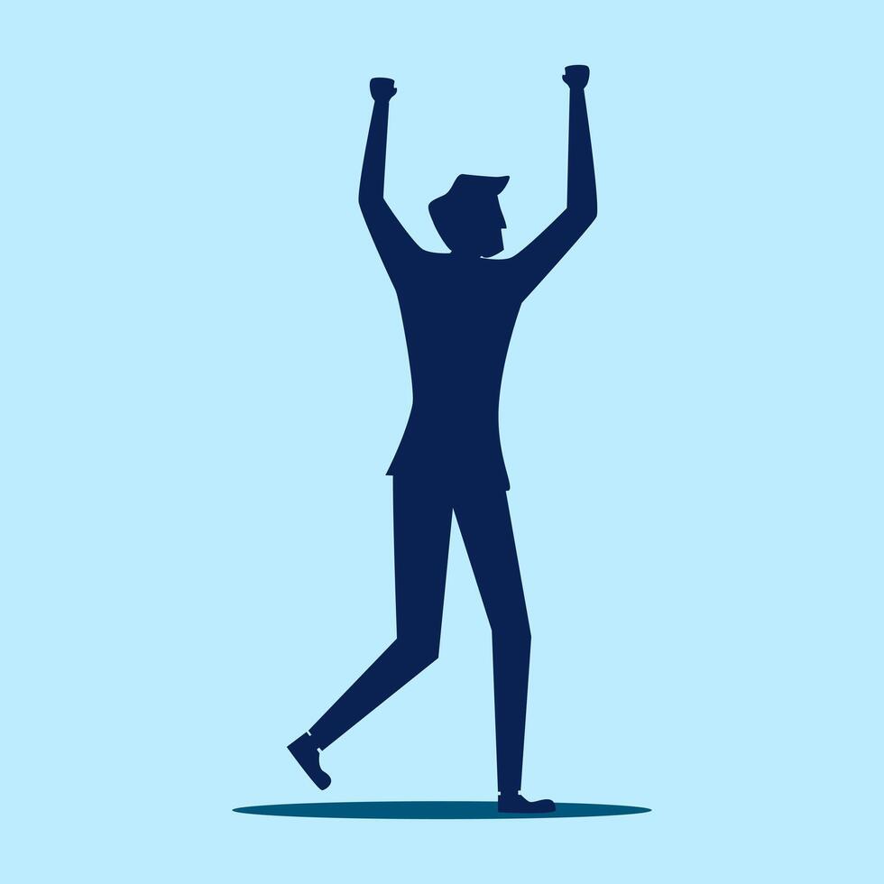 silhouette of a man with arms raised in victory vector
