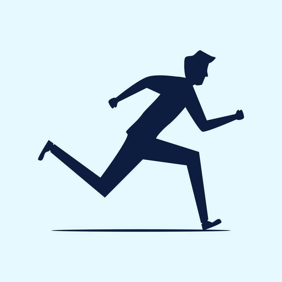a man running in a straight line on a blue background vector