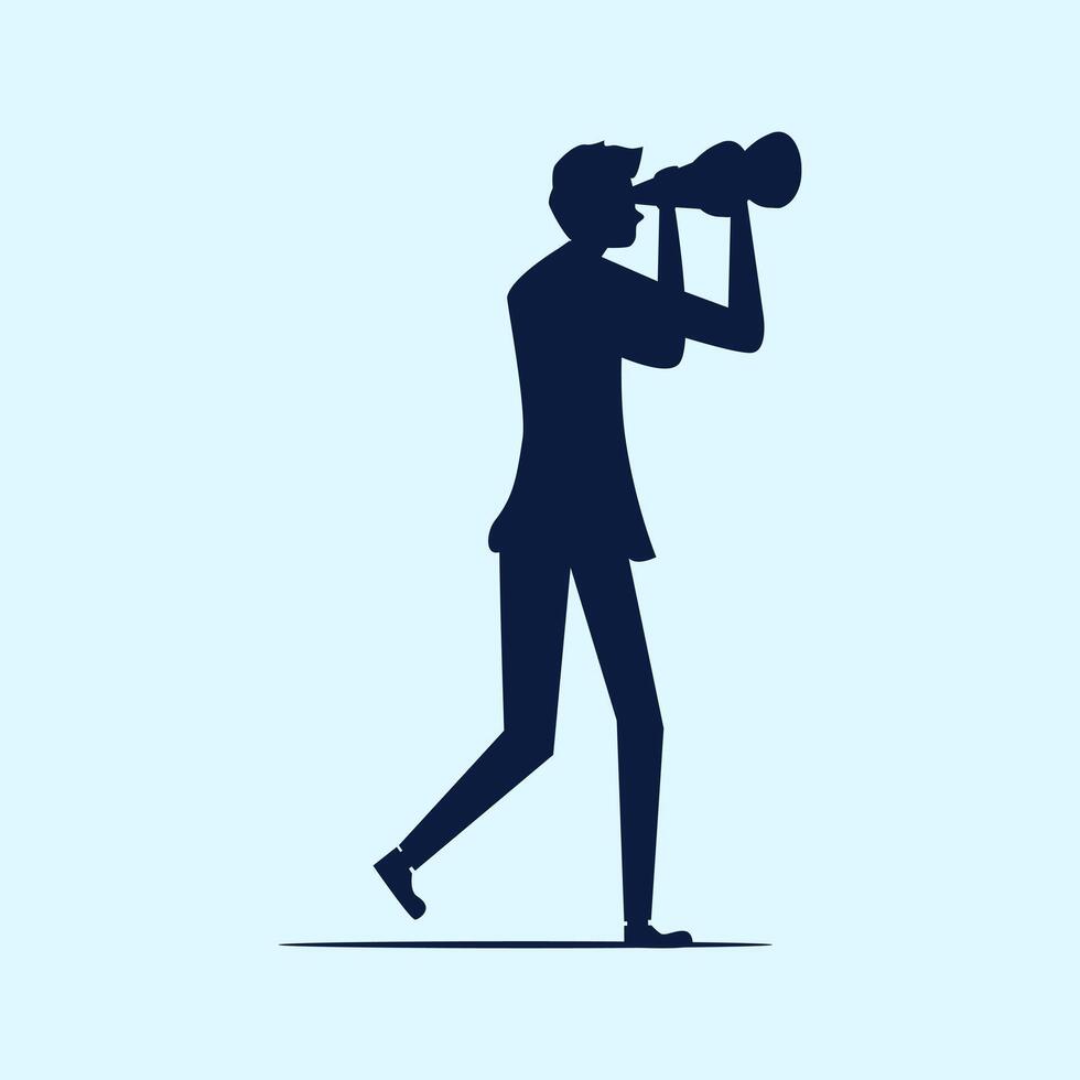 silhouette of a man looking through a telescope vector