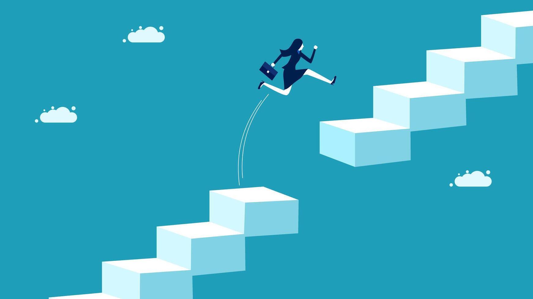 businessman climbing up a ladder to reach the top of a cube vector