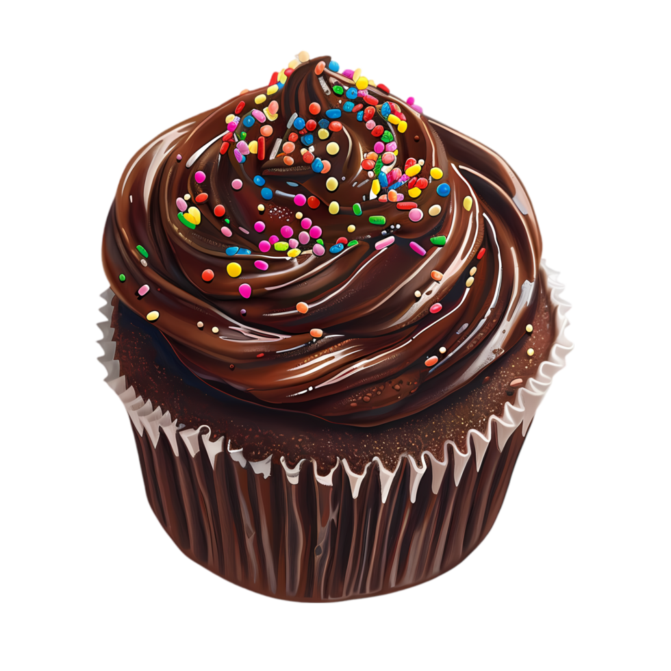 Chocolate Cupcake with Colorful Sprinkles png