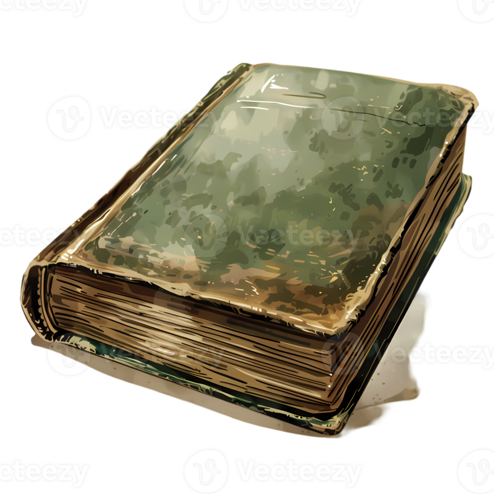 Old Book With Worn Green Cover png