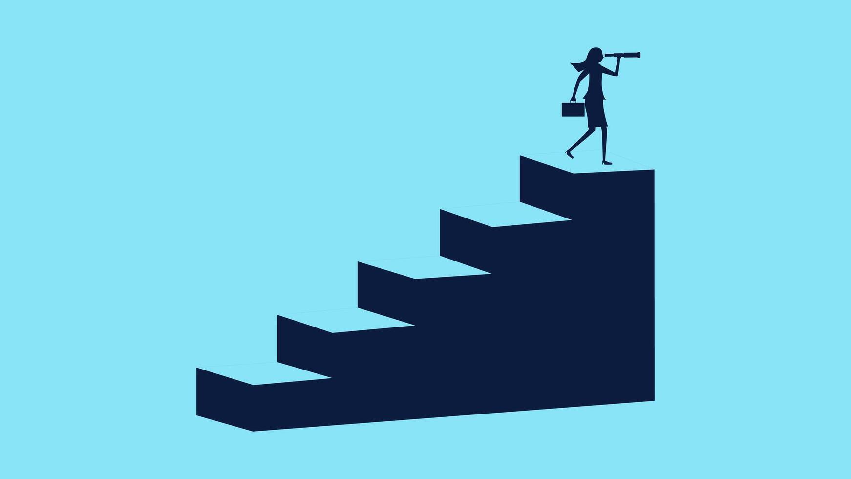 businesswoman climbing stairs to success vector