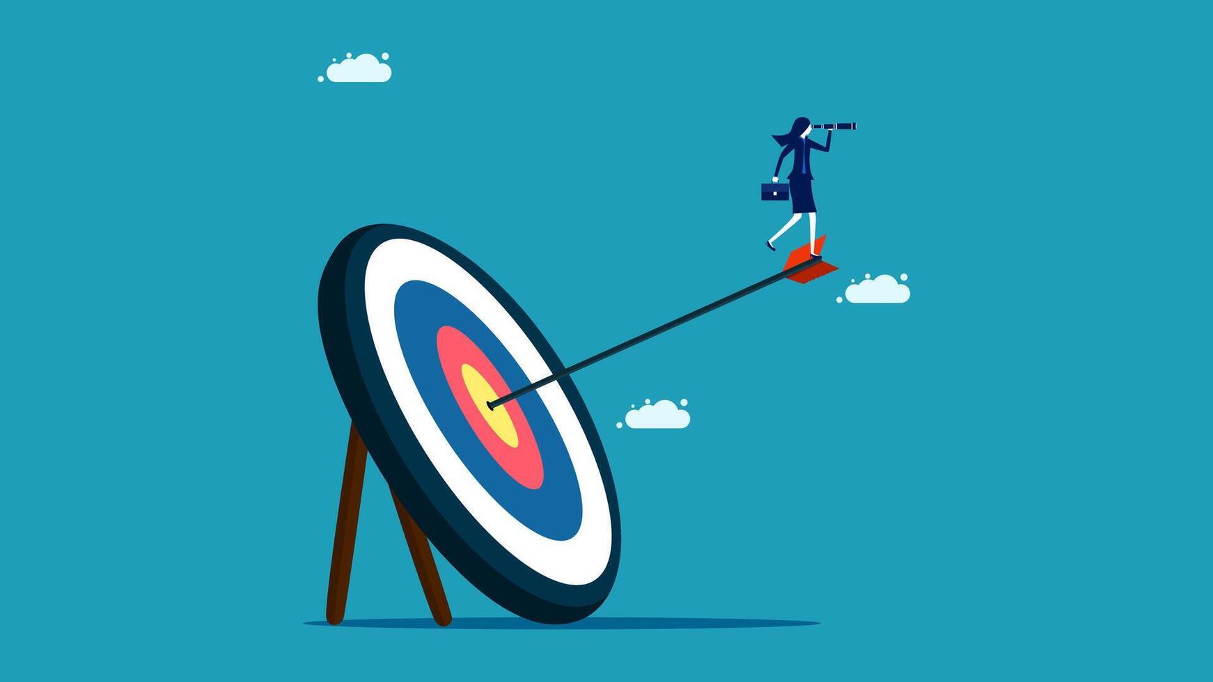 businessman on target with arrow in the center of the target vector