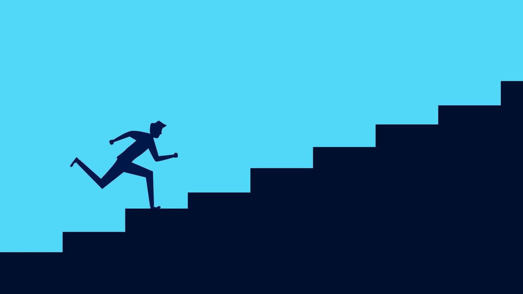 businessman running up the stairs vector