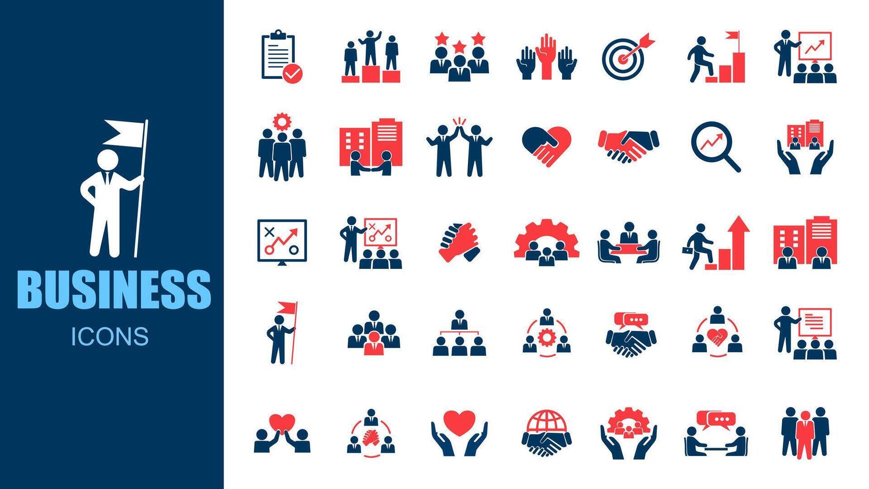 Set of business icons. Easily changes to any color. vector
