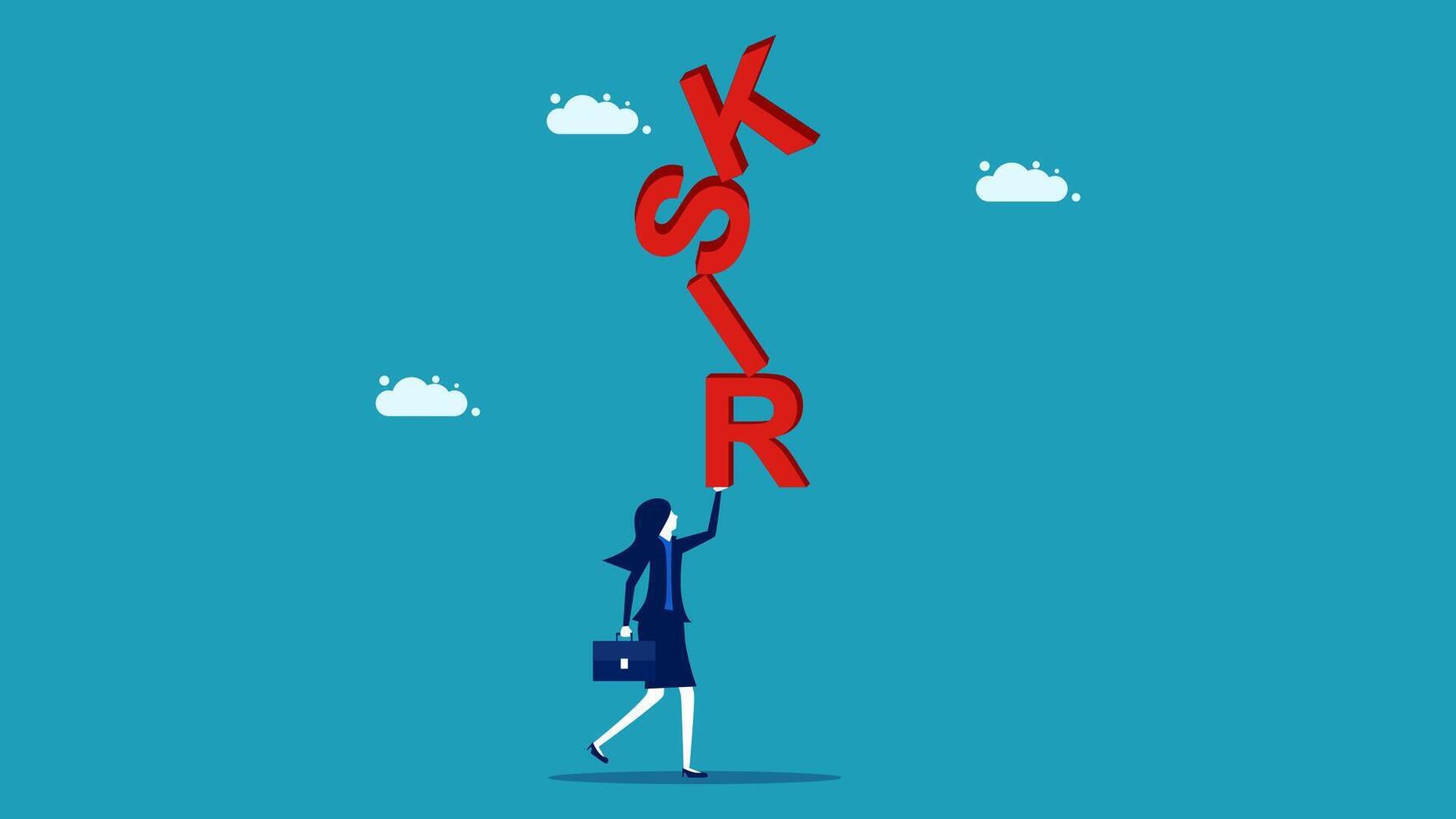 businesswoman holding risk vector