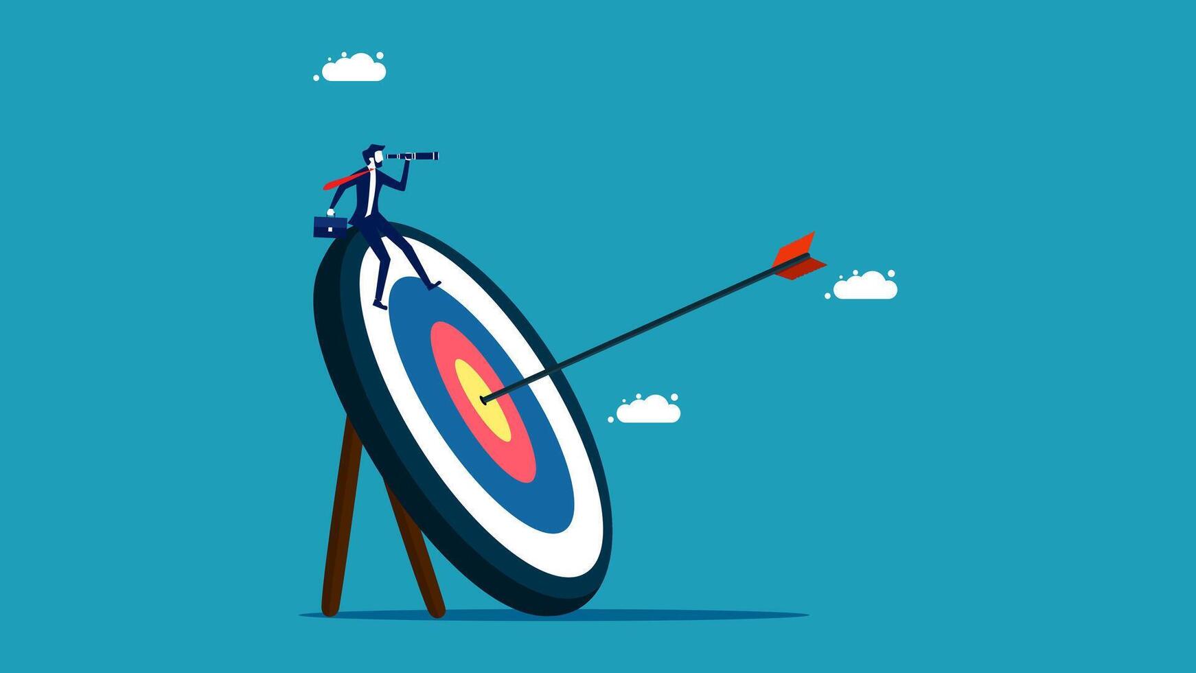 businessman aiming at target with arrow in the center vector