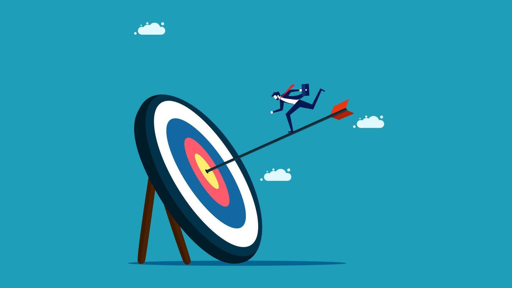 businessman jumping on target to hit the bullseye vector