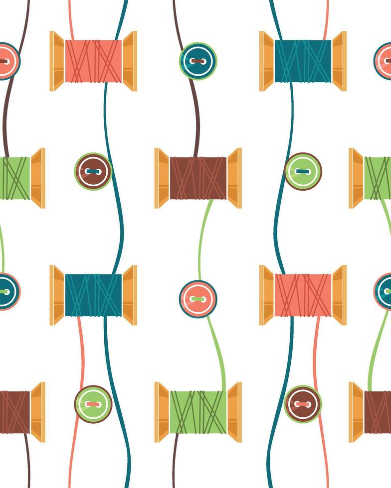 Seamless pattern with tools and accessories for sewing. vector