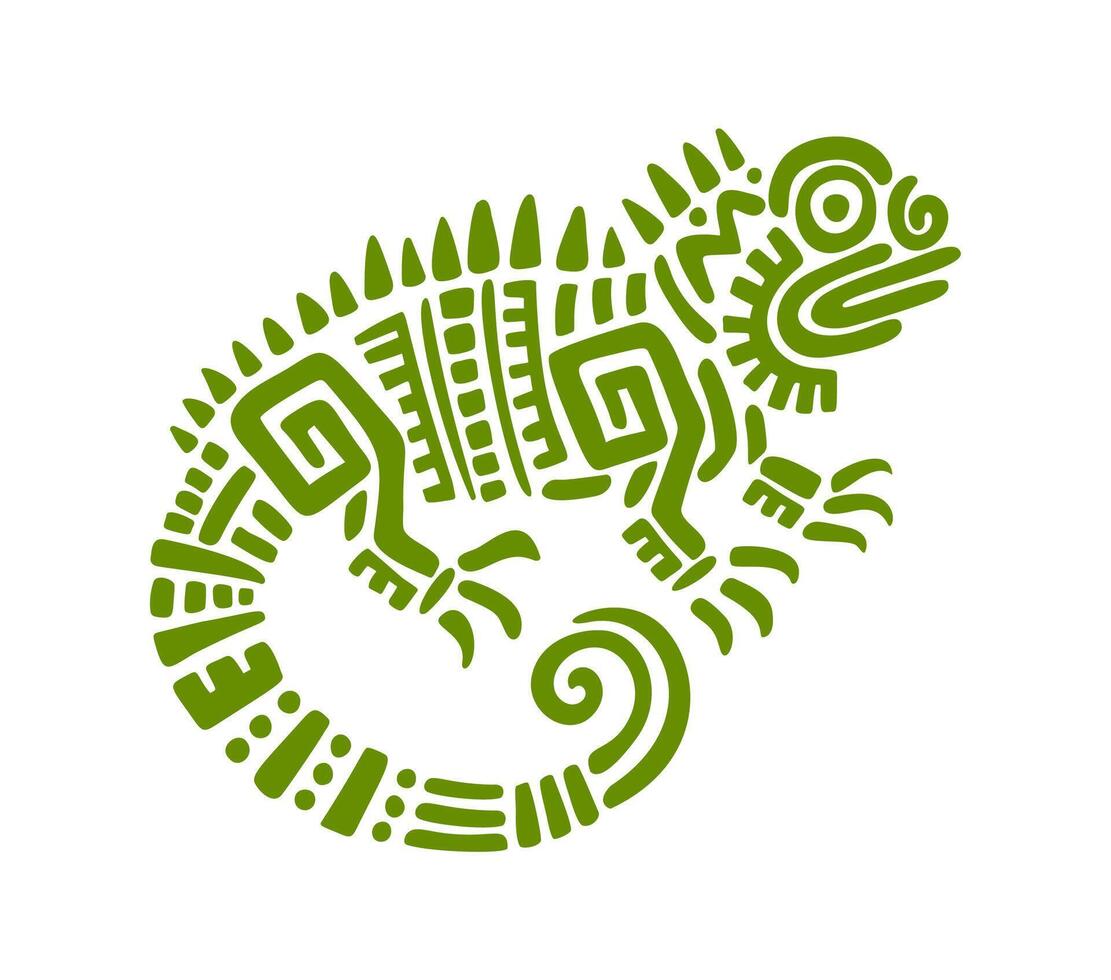 Mayan Aztec totem symbol of iguana or chameleon vector