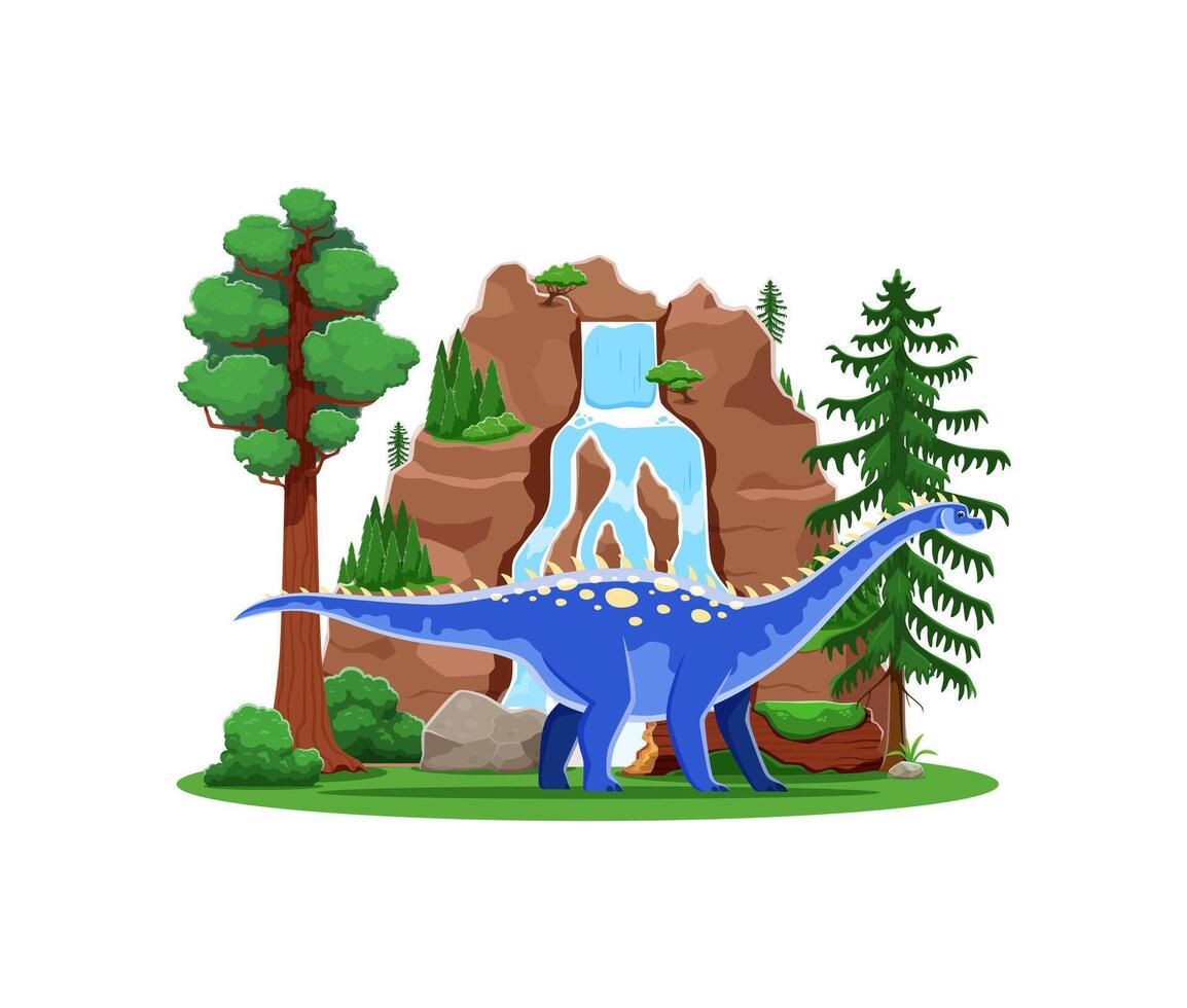 Prehistoric cartoon ampelosaurus dinosaur vector