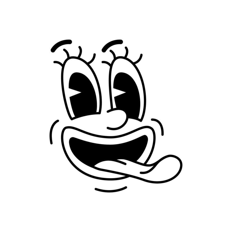 Cartoon funny comic groovy face with tongue vector