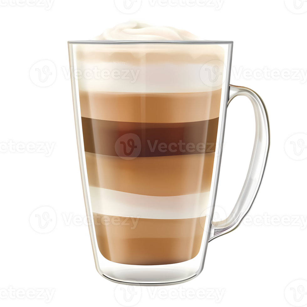 Layered Coffee Drink with Whipped Cream png