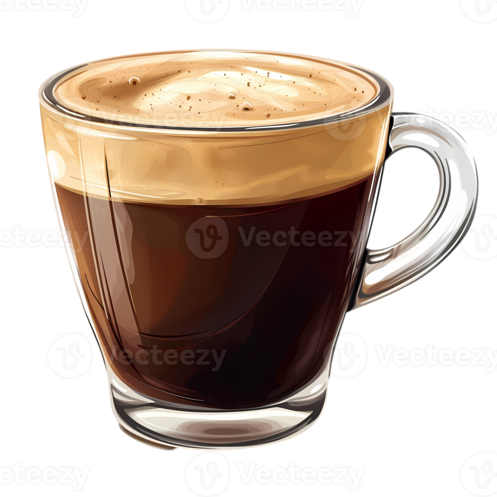Close-up of a Glass Mug of Coffee with Foam png