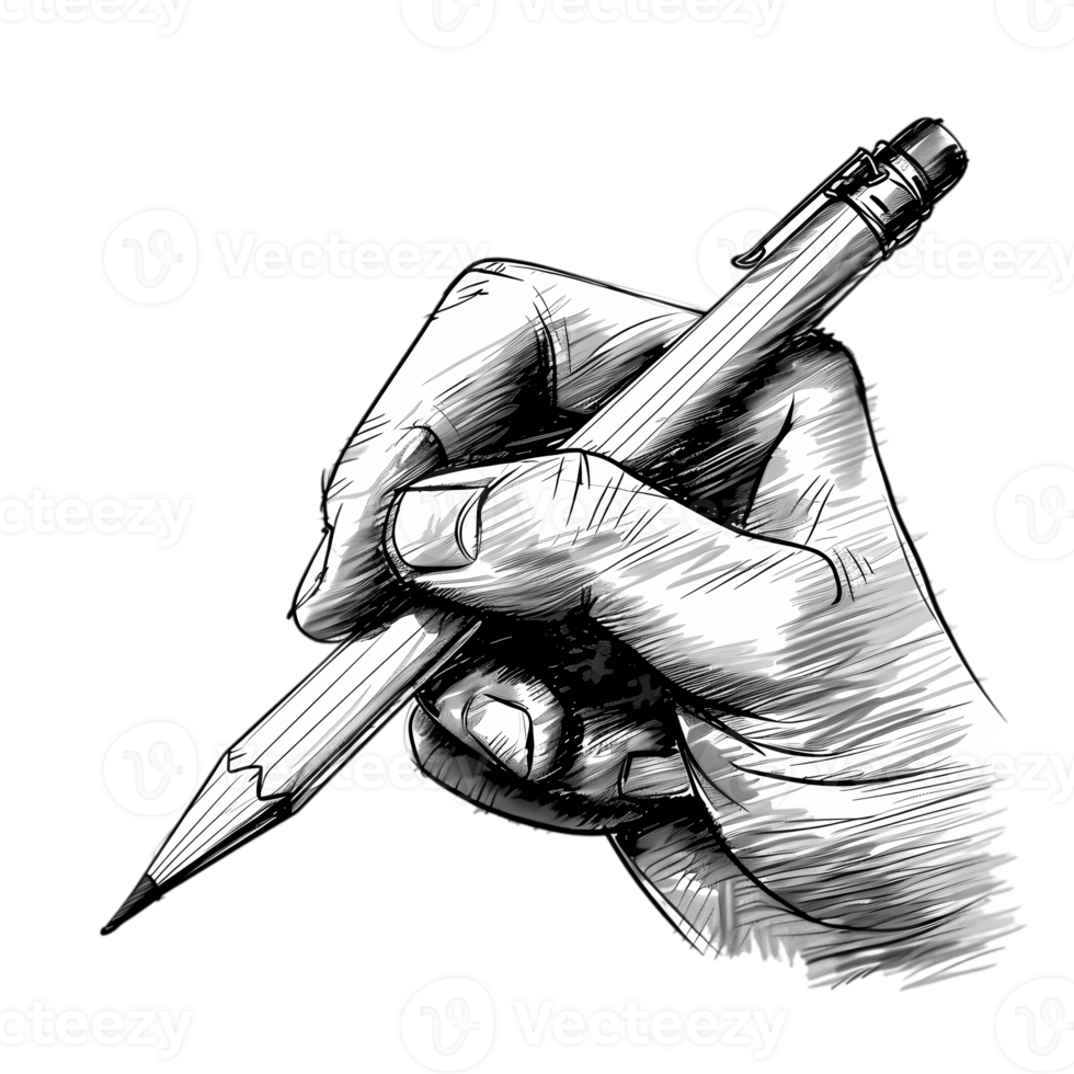 Hand Drawing with a Pencil in Black and White Sketch Style png