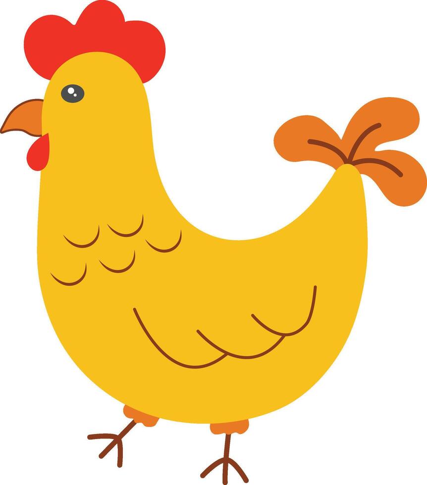 a cartoon chicken standing on a white background vector