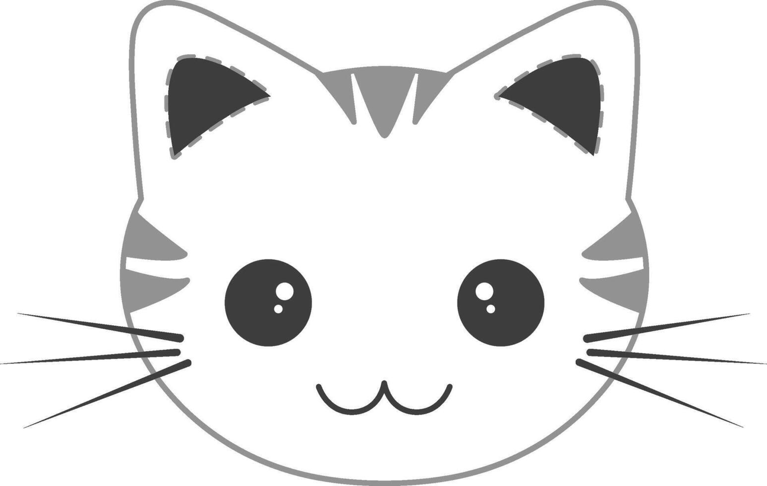 a cat face with a big smile on its face vector