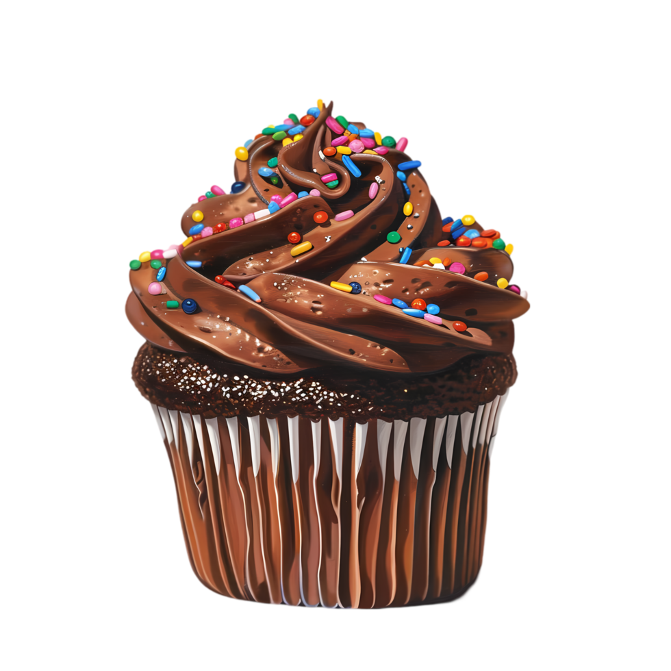 A Single Chocolate Cupcake with Sprinkles png