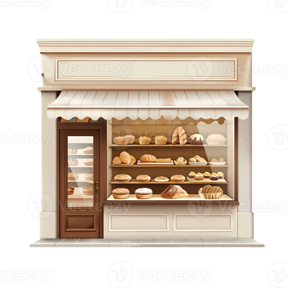 A Quaint Bakery Storefront Displaying Freshly Baked Goods png