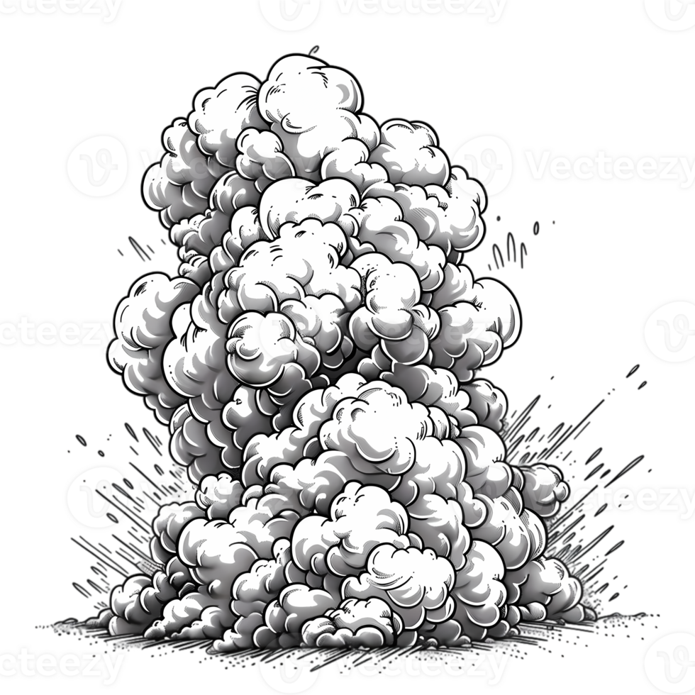 Black and White Illustration of a Smoke Cloud png
