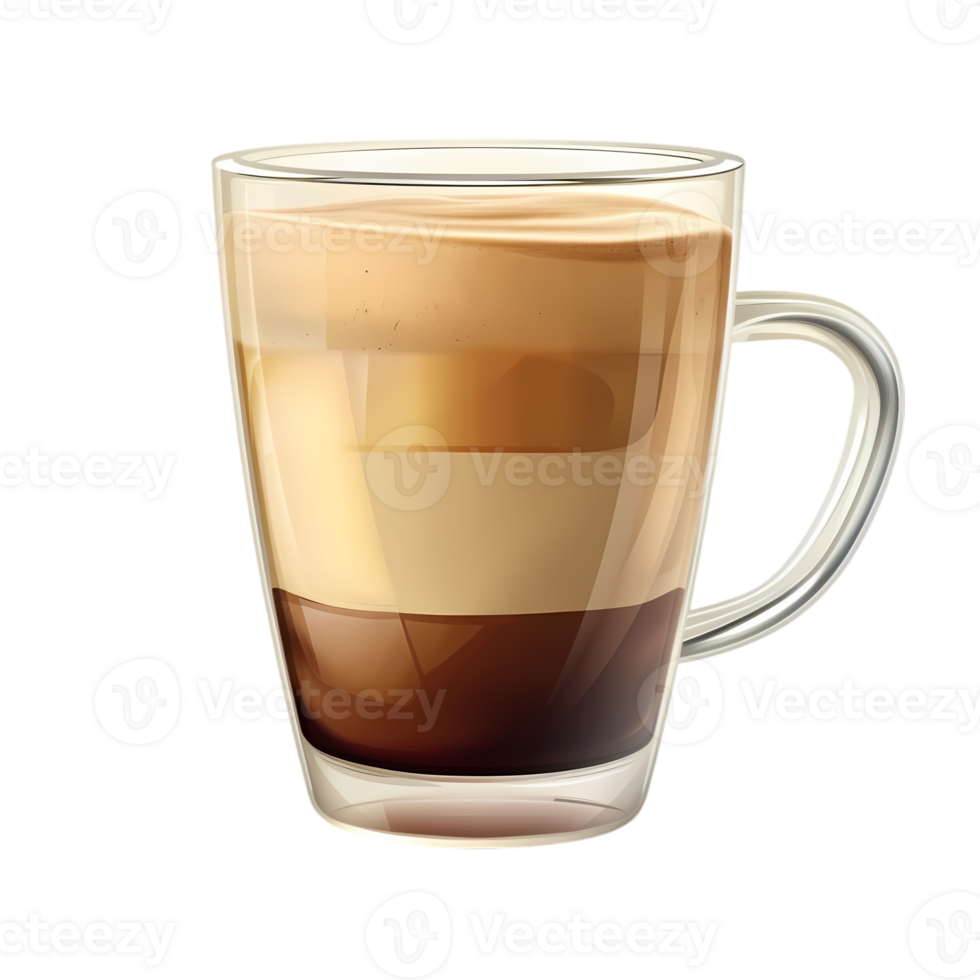 Layered Coffee Drink in a Glass Mug png