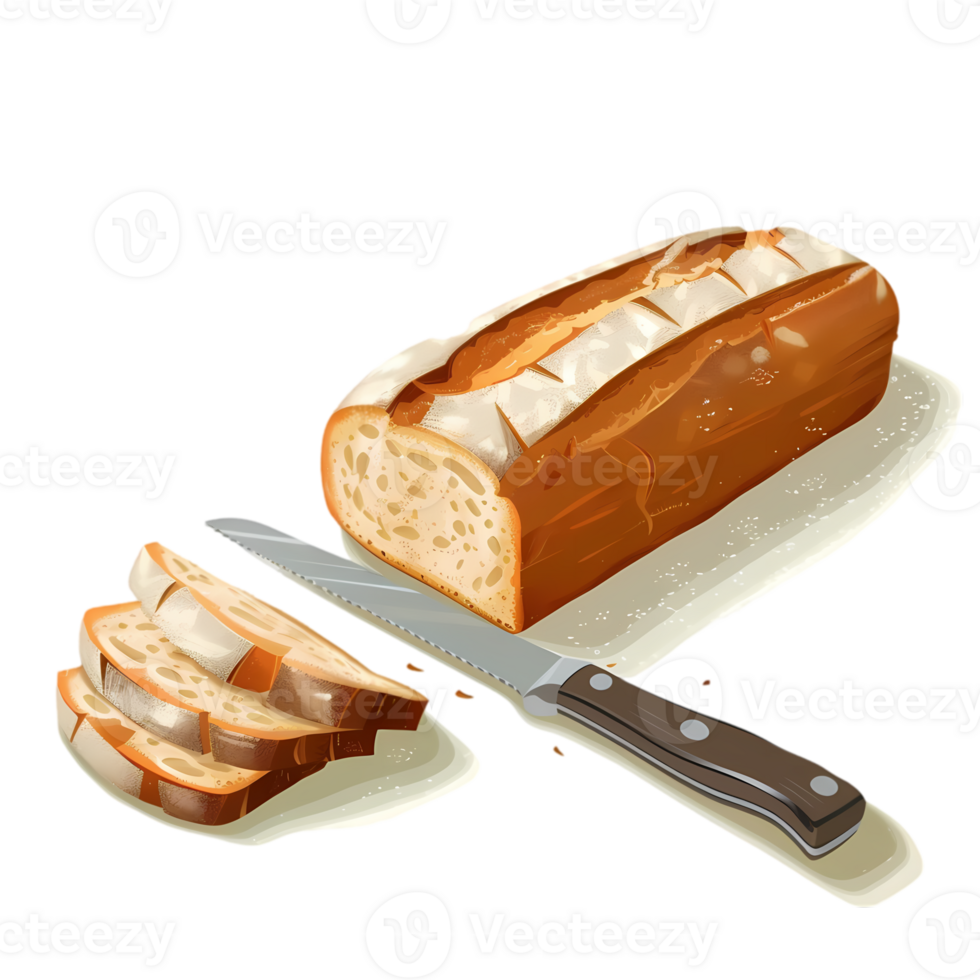 Freshly Baked Loaf of Bread with Slices png